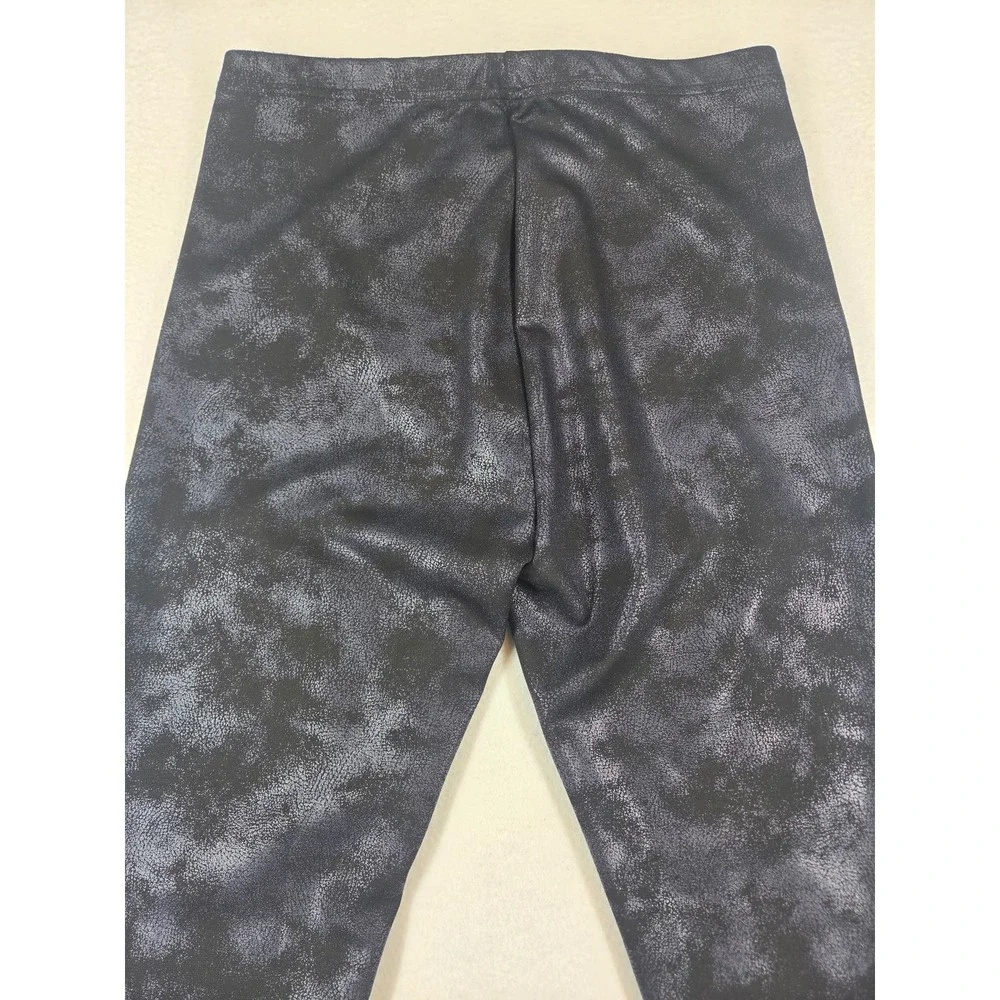 Simply Vera Vera Wang Womens Metallic Foil Crackle Leggings Black Charcoal M